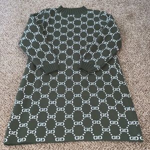 Green Sweater Logo Dress
